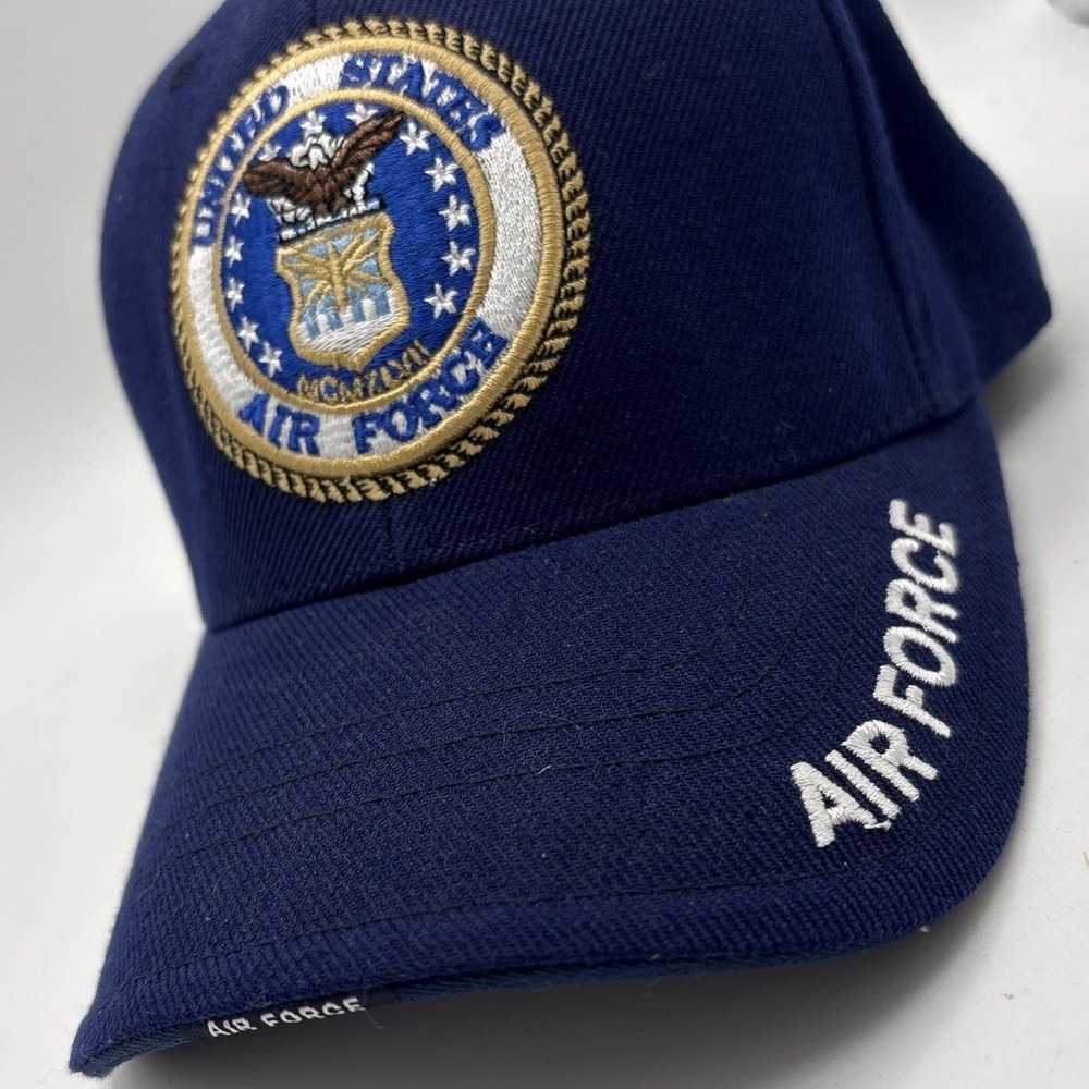 United States Air Force Strapback Baseball Hat Blue One Size Embroidered Cap